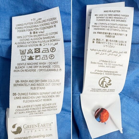 Boden Blue Floral Flutter Sleeve Ruched Smock Dress Size 6 Red Blue Knee Length - Picture 14 of 15